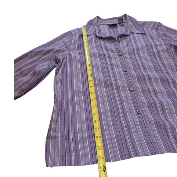 Additions by Chico’s Lavender Striped 3/4 Sleeve Button Front Top – Size 1 (M/L) - Picture 7 of 10